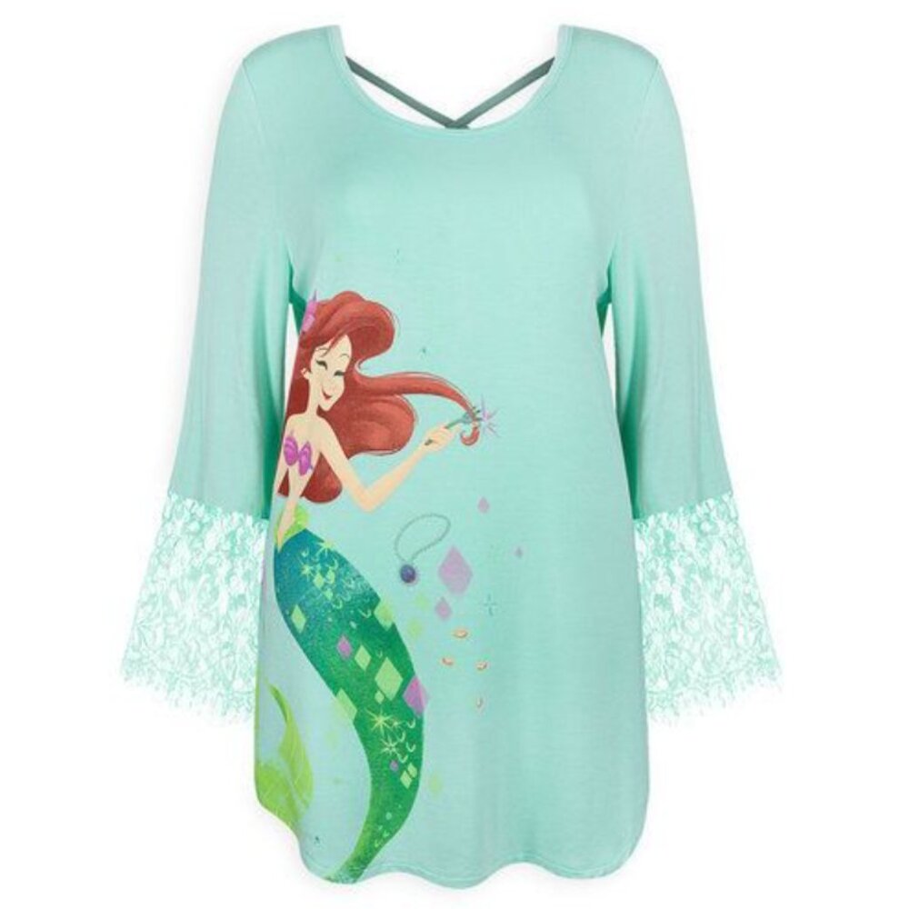 Disney Women's Little Mermaid Lace Trim Knit Top XS